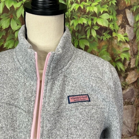VINEYARD VINES Girls' Heathered Gray Zip Front Fleece, XL - Picture 3 of 11